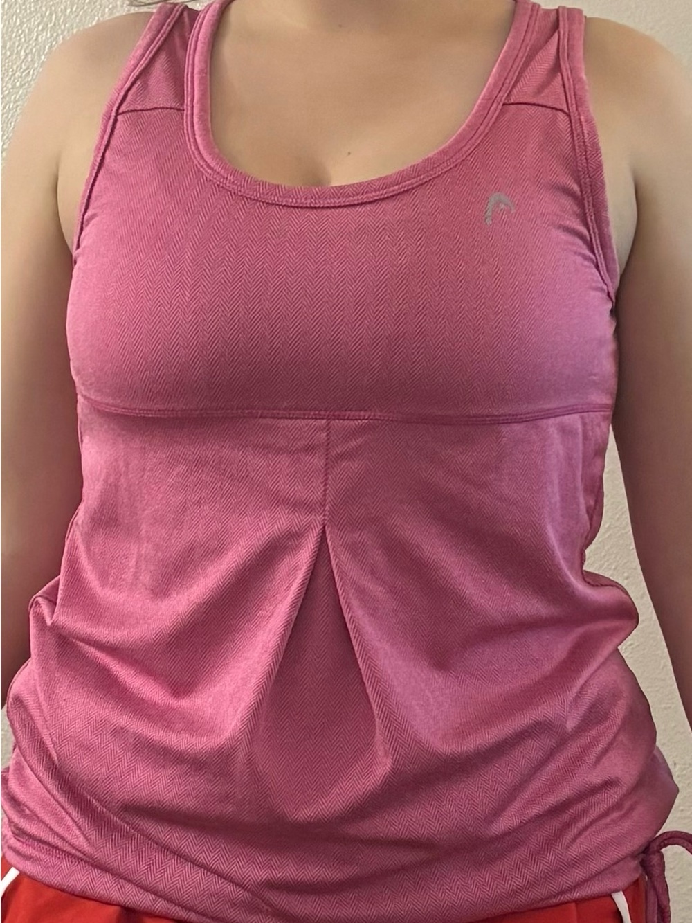 HEAD Women's Pink Chevron Athletic Tank Top Keyhole Drawstring Hem - Size S